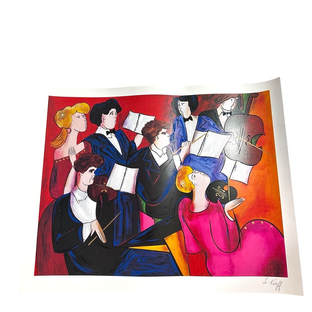 Linda Le Kinff Seriolithograph ACCORDS Orchestra Vibrant Art 22x18 Pencil Signed